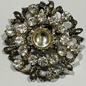 Bluette Marked Fur clip pin Made in France  Silver plated Rhinestone VTG****READ